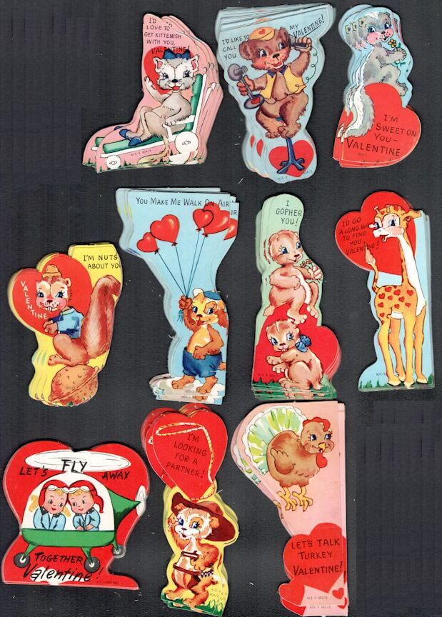 #HH188 - Group of 200 Total Loose Valentines - 10 Different