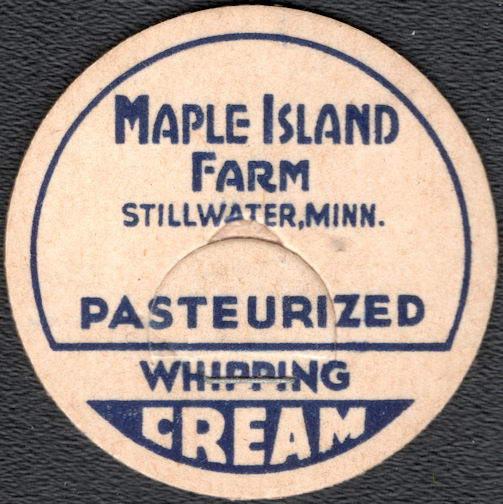 #DC247 - Maple Island Farm Pasteurized Whipping Cream Bottle Cap - Stillwater, MN