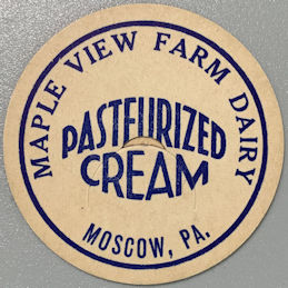 #DC288 - Maple View Farms Pasteurized Cream Bottle Cap - Moscow, PA