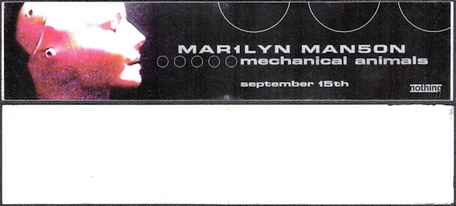 ##MUSICBQ0179  - Marilyn Manson Nothing Records Promotional Sticker for the Release of Mechanical Animals