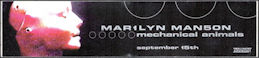 ##MUSICBQ0179  - Marilyn Manson Nothing Records Promotional Sticker for the Release of Mechanical Animals