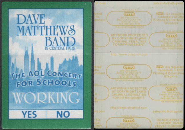 ##MUSICBP0782 - 2003 Dave Matthews Band OTTO Cloth Backstage Pass from the AOL Concert for Schools