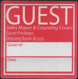 ##MUSICBP0087.2  - 2003 John Mayer and Counting Crows Tour OTTO Cloth Backstage Groupies and Friends Pass
