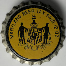 #BF246 - Uncommon Maryland Garrett County Beer Cork Lined Bottle Cap - State of Maryland Logo