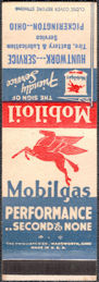 #TM107 - Scarce Mobilgas Matchbook Cover - Pickerington, Ohio