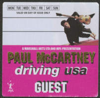 #MUSIC748 - Square Paul McCartney OTTO Cloth Backstage Pass from the 2002 Driving USA Tour