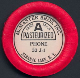 #DC177 - Large McMaster Bros. Inc. Pasteurized Grade A Milk Bottle Cap