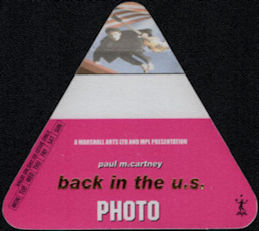 ##MUSICBP0528 - Paul McCartney Photographer OTTO Cloth Backstage Pass from the Driving USA Tour