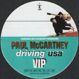 ##MUSICBP0199 - Paul McCartney OTTO Cloth VIP Backstage Pass from the 2002 Paul McCartney Driving USA Tour