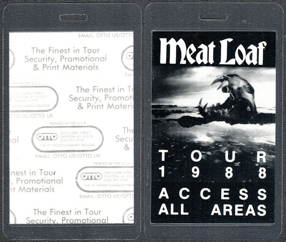 ##MUSICBP0631  - Meat Loaf Laminated OTTO Backstage Access All Areas Pass from the 1988 Lost Boys and Golden Girls Tour