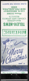 #TOB1MATCHES124 - Merry Christmas Happy New Year Matchbook Cover - Early Television - New Philadelphia, Ohio
