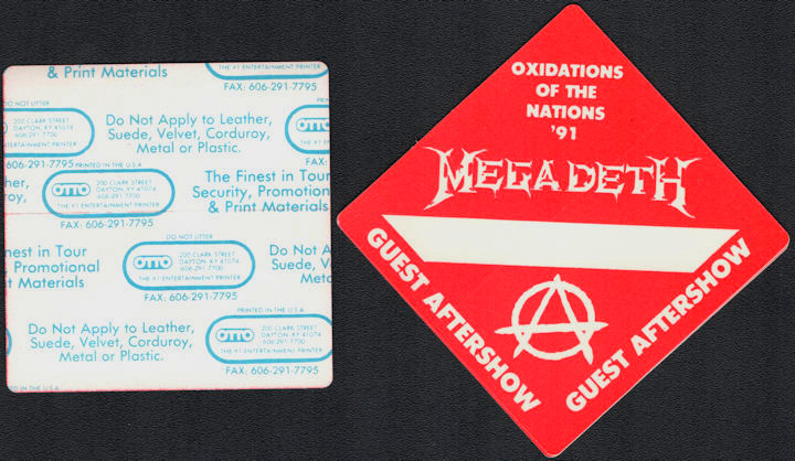 ##MUSICBP0882 - Glow in the Dark Megadeth OTTO Cloth Guest Backstage Pass from the Oxidations of the Nations Tour