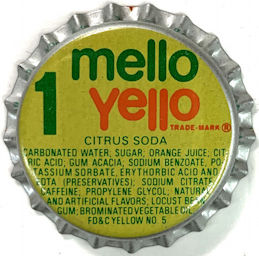 #BF282 - Group of 10 Mello Yello #1 Bottle Caps - Yellow Version - (Coke Product)