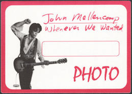 ##MUSICBP0718  - Huge John Mellencamp OTTO Cloth Backstage Photo Pass from the 1992 Whenever We Wanted Tour