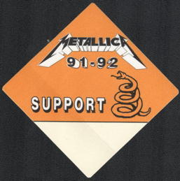 ##MUSICBP1608  - Metallica OTTO Cloth Support Pass from the 1991-92 Wherever We May Roam Tour