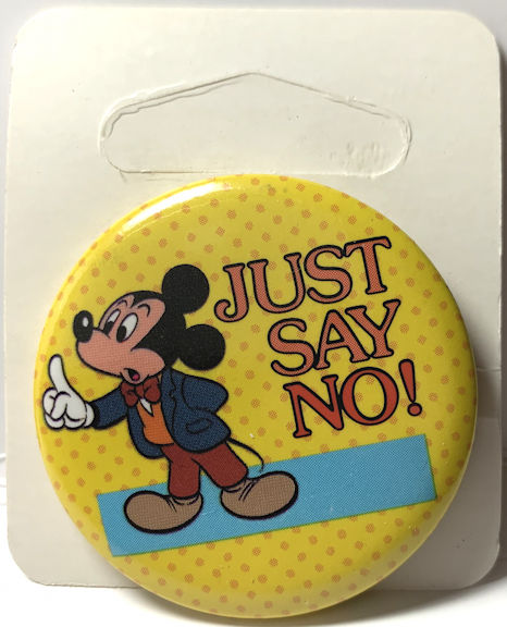 #CH511 - Scarce Mickey Mouse Just Say No Pinback - Licensed Disney