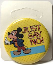#CH511 - Scarce Mickey Mouse Just Say No Pinback - Licensed Disney