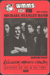 ##MUSICBP0923 - Michael Stanley Band OTTO Cloth Promotional Backstage Pass from the Concert at the Music Blossom Center