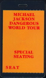 ##MUSICBP0424 - Michael Jackson Special Seating Laminated Backstage Pass from the 1992 Dangerous Tour