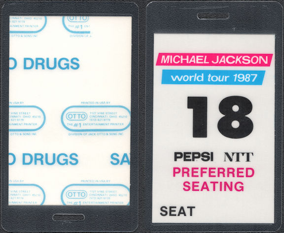 ##MUSICBP0688 - Michael Jackson OTTO Preferred Seating Pass from the 1987 Bad World Tour