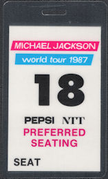 ##MUSICBP0688 - Michael Jackson OTTO Preferred Seating Pass from the 1987 Bad World Tour