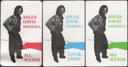 ##MUSICBP0889 - Group of 3 Different Miles Davis OTTO Cloth Backstage Passes from the Amandla Tour