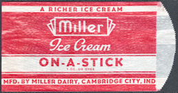 #PC122 - Group of 4 Miller Ice Cream On-A-Stick Bags - Cambridge City, IN