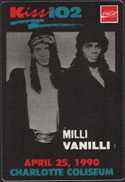 ##MUSICBP0659 - Milli Vanilli OTTO Cloth Radio Pass from the from the Concert at the Charlotte Coliseum in 1990