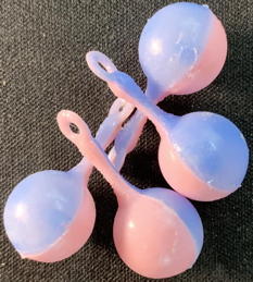 #TYY1023 - Group of 4 Miniature Baby Rattles with a Charm Loop