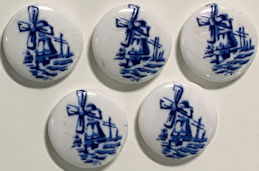 #BEADS0946 - Group of 5 Blue and White 10mm Cam...
