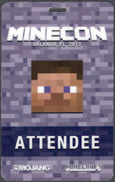 ##MUSICBP1497 - Hard Plastic OTTO Attendee Pass for the 2013 Minecon Convention