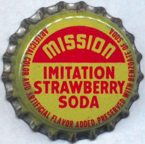 #BF177 - Group of 10 Mission Imitation Strawberry Cork Lined Soda Bottle Caps