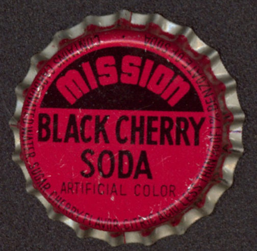 #BF111 - Group of 10 Uncommon Cork Lined Mission Black Cherry Soda Bottle Caps