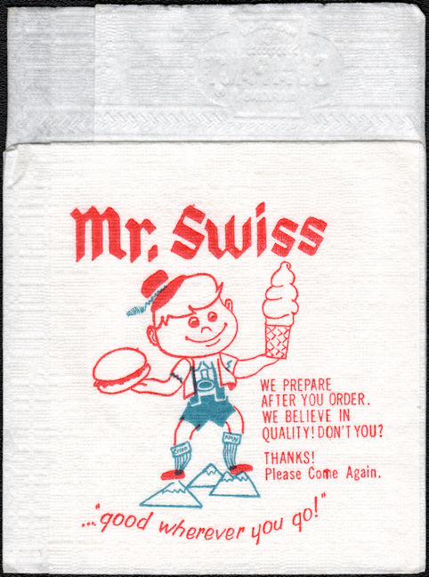 #CH652.1 - Group of 3 Mr. Swiss Restaurant Napkins - Mr. Swiss Character