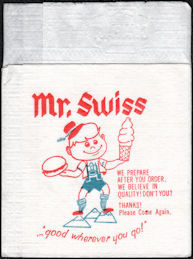 #CH652.1 - Group of 3 Mr. Swiss Restaurant Napkins - Mr. Swiss Character