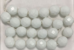 #BEADS1011 - Group of 24 12mm Diameter Multi-Faceted Chalk White Czech Glass Beads