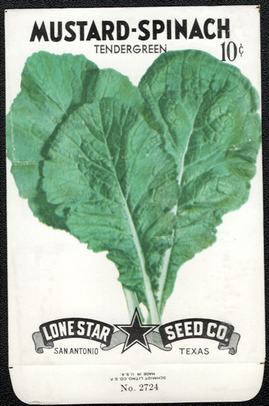 #CE063.2 - Tendergreen Mustard-Spinach Lone Star 10¢ Seed Pack - As Low As 50¢ each