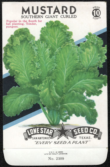 #CE63 - Southern Giant Curled Mustard Lone Star 10¢ Seed Pack - As Low As 50¢ each