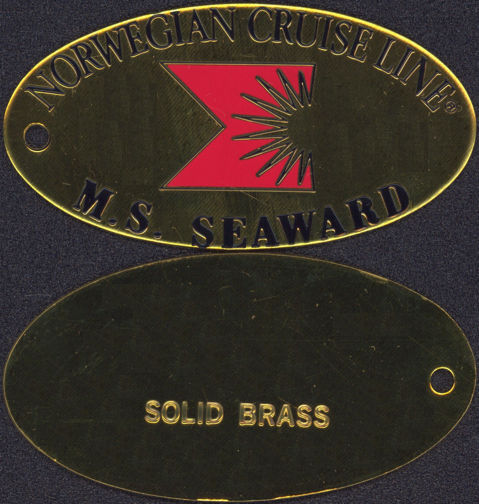 #CA083 - Large Solid Brass Key Fob from the M. S. Seaward Ship of the Norwegian Cruise Line - As Low As $1 Each