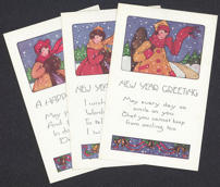 #HH124 - Three unused embossed New Years Postcards