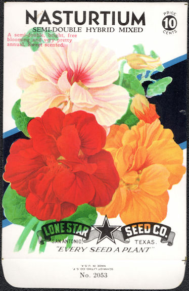 #CE020 - Semi-Double Hybrid Nasturtium Lone Star 10¢ Seed Pack - As Low As 50¢ each