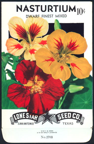 #CE018 - Brilliantly Colored Nasturtium Dwarf Lone Star 10¢ Seed Pack - As Low As 50¢ each