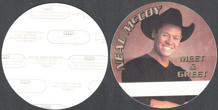 ##MUSICBP0895 - Group of 3 Neal McCoy OTTO Cloth Meet & Greet Backstage Passes from the Self Titled Neal McCoy Tour