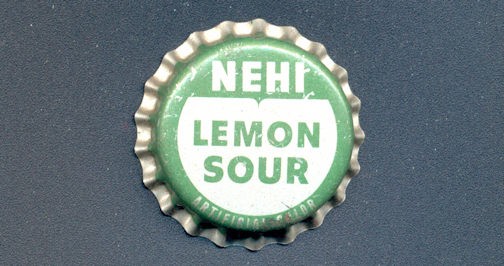 #BF140 - Group of 10 Cork Lined Nehi Lemon Sour Soda Bottle Caps