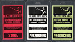 ##MUSICBP1164 - Group of 3 Different Nelson Mandela OTTO Laminated Backstage Passes from the 1990 Free South Africa Celebration at Oakland Stadium