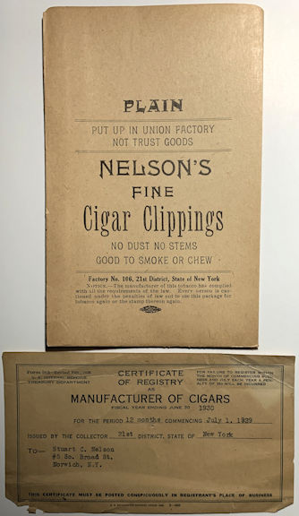 #TOBACCO078 - Group of 4 Nelson's Fine Cigar Clippings Bag - Norwich, NY