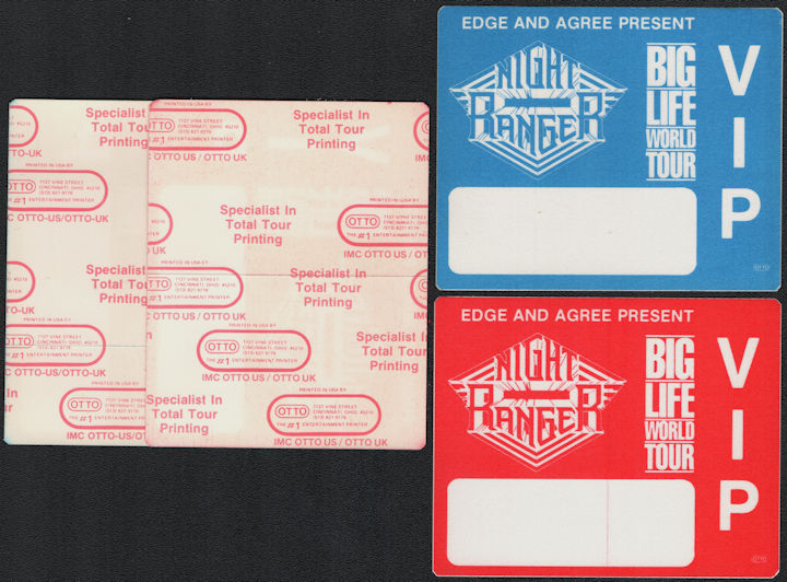 ##MUSICBP0892 - 2 Different Uncommon Night Ranger OTTO Cloth VIP Backstage Passes from the Big Life World Tour