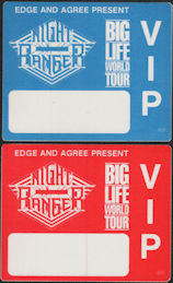 ##MUSICBP0892 - 2 Different Uncommon Night Ranger OTTO Cloth VIP Backstage Passes from the Big Life World Tour