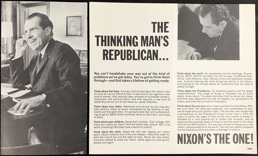 #PL423 - Richard Nixon 1968 Presidential Election Campaign Brochure  - Thinking Man's Republican