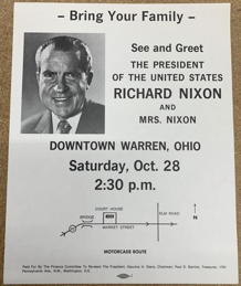 #PL336 - Flyer for Nixon's 1972 Campaign Visit to Warren, Ohio